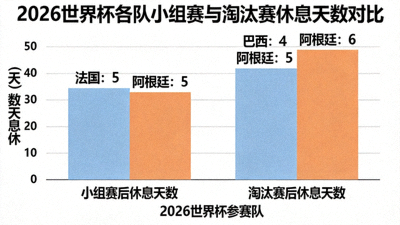 2026世界杯各队小组赛与淘汰赛之间的休息天数对比柱状图